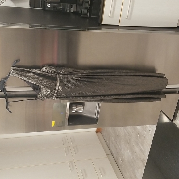 💕TED BAKER💕 Gabria One Shoulder Drape Midi Dress ~ Metallic Gold US 12 NWT - Picture 14 of 16